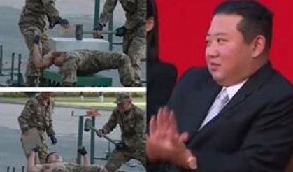 Kuzey Kore lideri Kim Jong-Un kafasıyla beton kıran askerlerini keyifle izledi